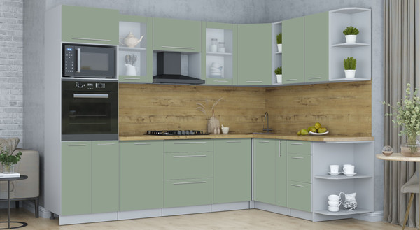 Изображение товара Кухонный гарнитур Интерлиния Мила Пластик 1.88x2.8 PR (полынь/полынь/дуб бунратти)