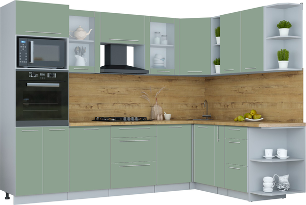 Изображение товара Кухонный гарнитур Интерлиния Мила Пластик 1.88x2.8 PR (полынь/полынь/дуб бунратти)