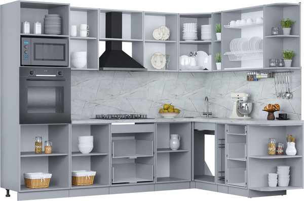 Изображение товара Кухонный гарнитур Интерлиния Мила Пластик 1.88x2.8 PR (дуб эпоксид/черный/кастилло темный)