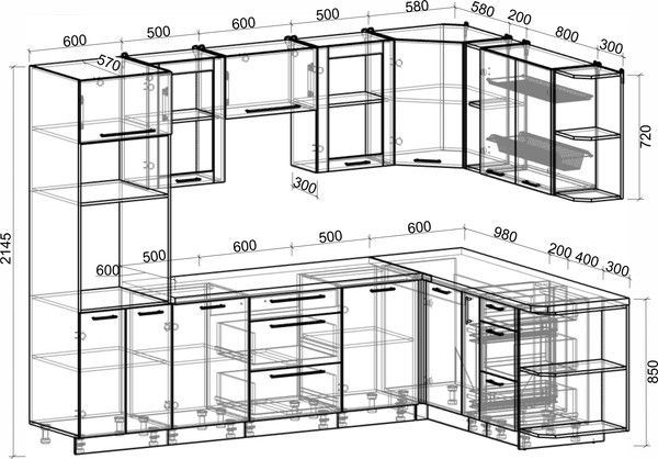 Изображение товара Кухонный гарнитур Интерлиния Мила Пластик 1.88x2.8 PR (дуб эпоксид/черный/кастилло темный)