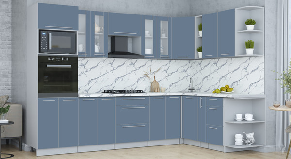 Изображение товара Кухонный гарнитур Интерлиния Мила Пластик 1.88x3.0 PR (арктический/арктический/белый гранит)