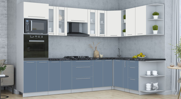 Изображение товара Кухонный гарнитур Интерлиния Мила Пластик 1.88x3.0 PR (зефирный/арктический/кастилло темный)