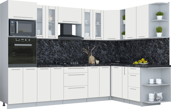 Изображение товара Кухонный гарнитур Интерлиния Мила Пластик 1.88x3.0 PR (зефирный/зефирный/кастилло темный)