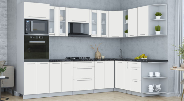 Изображение товара Кухонный гарнитур Интерлиния Мила Пластик 1.88x3.0 PR (зефирный/зефирный/кастилло темный)