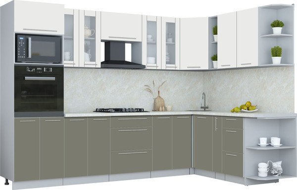 Изображение товара Кухонный гарнитур Интерлиния Мила Пластик 1.88x3.0 PR (зефирный/кварцевый/опал светлый)