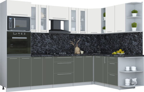 Изображение товара Кухонный гарнитур Интерлиния Мила Пластик 1.88x3.0 PR (зефирный/шторм/кастилло темный)