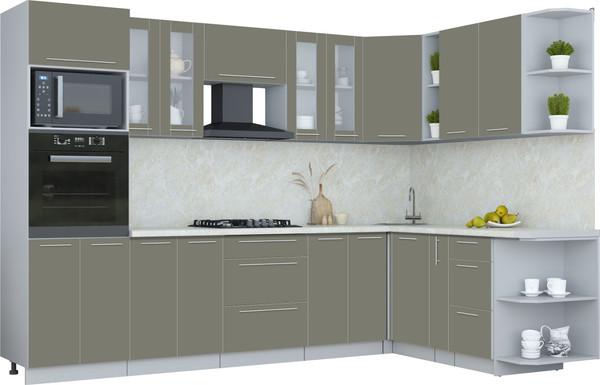 Изображение товара Кухонный гарнитур Интерлиния Мила Пластик 1.88x3.0 PR (кварцевый/кварцевый/опал светлый)