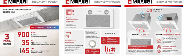 Изображение товара Вытяжка скрытая MEFERI INBOX45WH Power