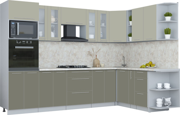 Изображение товара Кухонный гарнитур Интерлиния Мила Пластик 1.88x3.0 PR (латте/кварцевый/опал светлый)