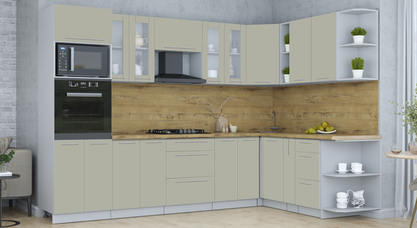 Изображение товара Кухонный гарнитур Интерлиния Мила Пластик 1.88x3.0 PR (латте/латте/дуб бунратти)