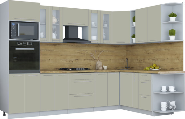 Изображение товара Кухонный гарнитур Интерлиния Мила Пластик 1.88x3.0 PR (латте/латте/дуб бунратти)