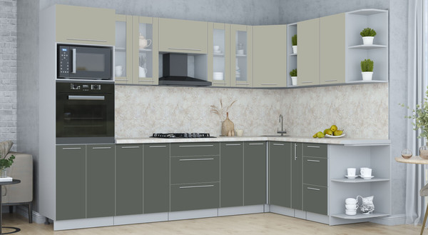 Изображение товара Кухонный гарнитур Интерлиния Мила Пластик 1.88x3.0 PR (латте/шторм/опал светлый)