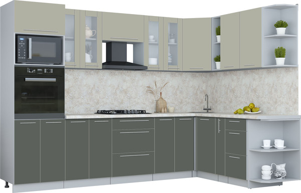 Изображение товара Кухонный гарнитур Интерлиния Мила Пластик 1.88x3.0 PR (латте/шторм/опал светлый)