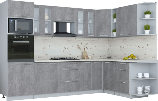 Изображение товара Кухонный гарнитур Интерлиния Мила Пластик 1.88x3.0 PR (оксид темный/оксид темный/бискайская сосна)