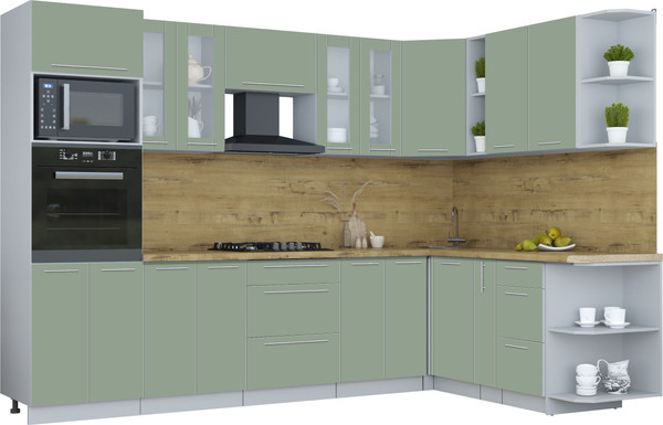 Изображение товара Кухонный гарнитур Интерлиния Мила Пластик 1.88x3.0 PR (полынь/полынь/дуб бунратти)