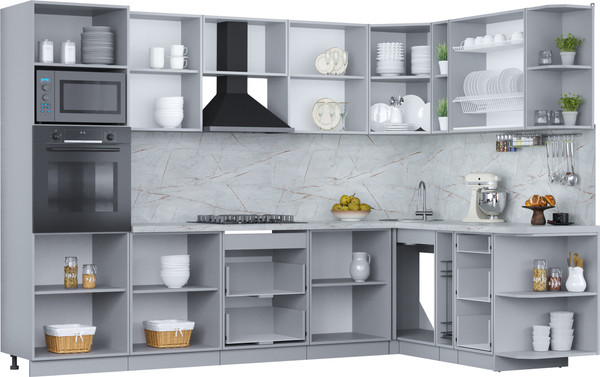 Изображение товара Кухонный гарнитур Интерлиния Мила Пластик 1.88x3.0 PR (дуб эпоксид/черный/кастилло темный)