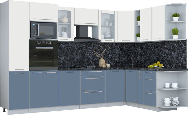 Изображение товара Кухонный гарнитур Интерлиния Мила Пластик 1.88x3.2 PR (зефирный/арктический/кастилло темный)