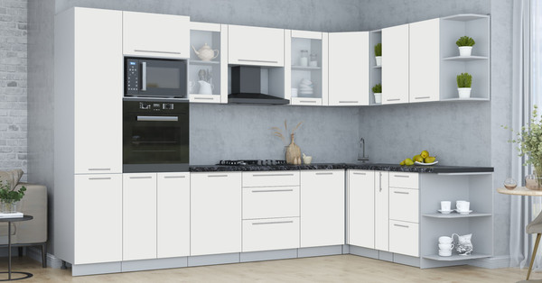 Изображение товара Кухонный гарнитур Интерлиния Мила Пластик 1.88x3.2 PR (зефирный/зефирный/кастилло темный)