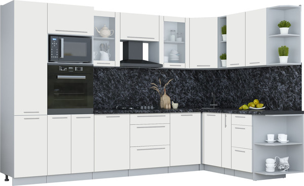 Изображение товара Кухонный гарнитур Интерлиния Мила Пластик 1.88x3.2 PR (зефирный/зефирный/кастилло темный)