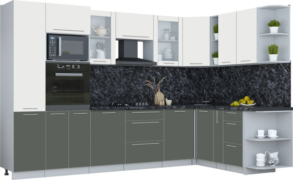 Изображение товара Кухонный гарнитур Интерлиния Мила Пластик 1.88x3.2 PR (зефирный/шторм/кастилло темный)