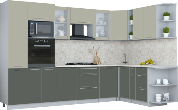 Изображение товара Кухонный гарнитур Интерлиния Мила Пластик 1.88x3.2 PR (латте/шторм/опал светлый)