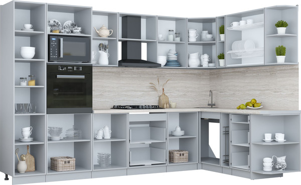 Изображение товара Кухонный гарнитур Интерлиния Мила Пластик 1.88x3.2 PR (оксид светлый/оксид темный/травертин серый)