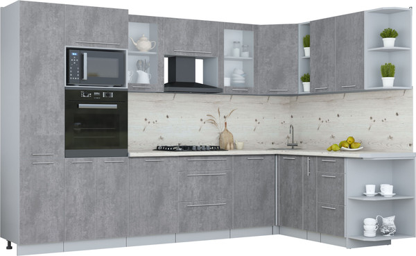 Изображение товара Кухонный гарнитур Интерлиния Мила Пластик 1.88x3.2 PR (оксид темный/оксид темный/бискайская сосна)