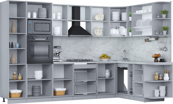 Изображение товара Кухонный гарнитур Интерлиния Мила Пластик 1.88x3.2 PR (дуб эпоксид/черный/кастилло темный)