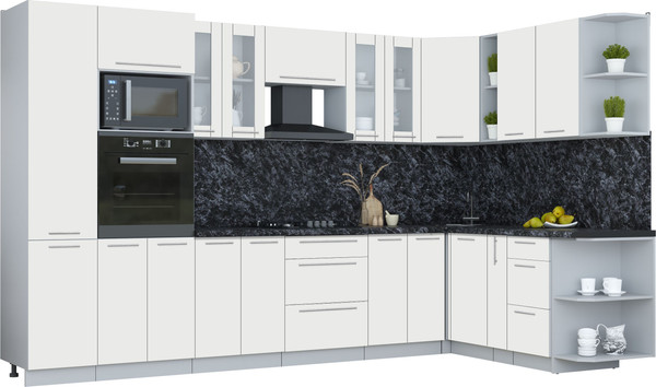 Изображение товара Кухонный гарнитур Интерлиния Мила Пластик 1.88x3.4 PR (зефирный/зефирный/кастилло темный)