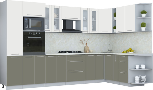 Изображение товара Кухонный гарнитур Интерлиния Мила Пластик 1.88x3.4 PR (зефирный/кварцевый/опал светлый)