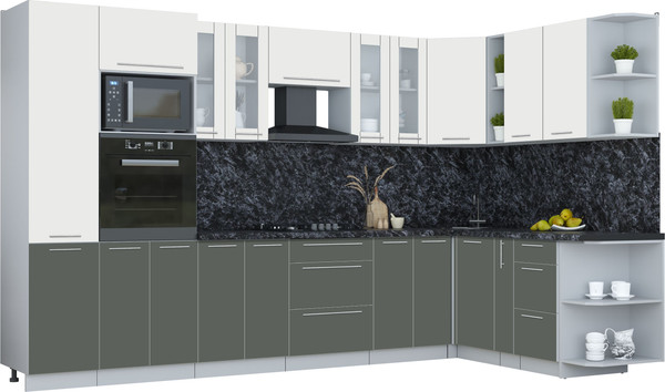 Изображение товара Кухонный гарнитур Интерлиния Мила Пластик 1.88x3.4 PR (зефирный/шторм/кастилло темный)