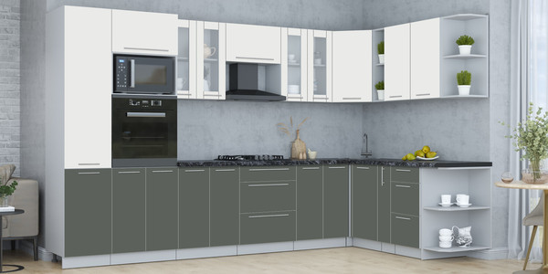 Изображение товара Кухонный гарнитур Интерлиния Мила Пластик 1.88x3.4 PR (зефирный/шторм/кастилло темный)