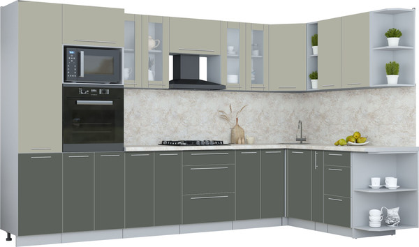 Изображение товара Кухонный гарнитур Интерлиния Мила Пластик 1.88x3.4 PR (латте/шторм/опал светлый)