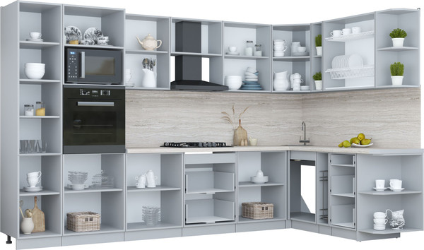 Изображение товара Кухонный гарнитур Интерлиния Мила Пластик 1.88x3.4 PR (дуб эпоксид/черный/кастилло темный)