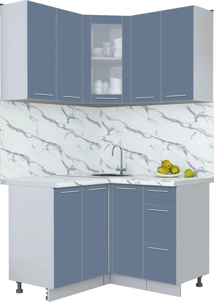 Изображение товара Кухонный гарнитур Интерлиния Мила Пластик 1.2x1.2 (арктический/арктический/белый гранит)