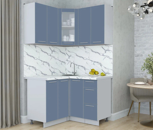 Изображение товара Кухонный гарнитур Интерлиния Мила Пластик 1.2x1.2 (арктический/арктический/белый гранит)