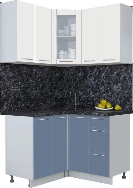 Изображение товара Кухонный гарнитур Интерлиния Мила Пластик 1.2x1.2 (зефирный/арктический/кастилло темный)