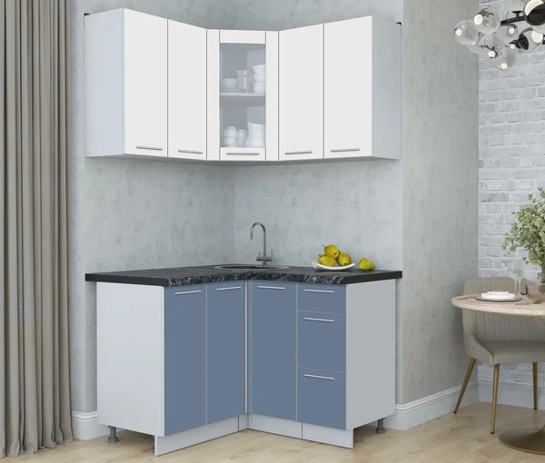 Изображение товара Кухонный гарнитур Интерлиния Мила Пластик 1.2x1.2 (зефирный/арктический/кастилло темный)