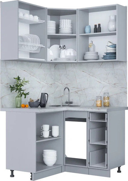 Изображение товара Кухонный гарнитур Интерлиния Мила Пластик 1.2x1.2 (зефирный/арктический/кастилло темный)