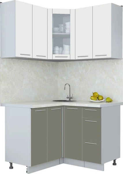 Изображение товара Кухонный гарнитур Интерлиния Мила Пластик 1.2x1.2 (зефирный/кварцевый/опал светлый)