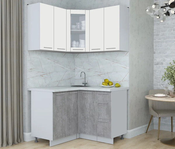 Изображение товара Кухонный гарнитур Интерлиния Мила Пластик 1.2x1.2 (зефирный/оксид темный/серый каспий)