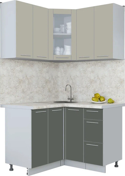 Изображение товара Кухонный гарнитур Интерлиния Мила Пластик 1.2x1.2 (латте/шторм/опал светлый)