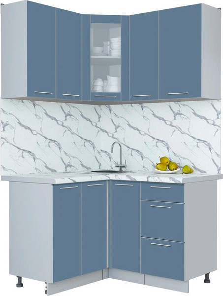 Изображение товара Кухонный гарнитур Интерлиния Мила Пластик 1.2x1.3 (арктический/арктический/белый гранит)