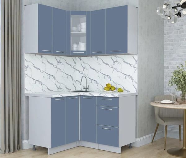 Изображение товара Кухонный гарнитур Интерлиния Мила Пластик 1.2x1.3 (арктический/арктический/белый гранит)