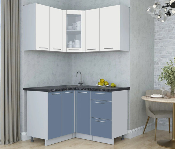 Изображение товара Кухонный гарнитур Интерлиния Мила Пластик 1.2x1.3 (зефирный/арктический/кастилло темный)