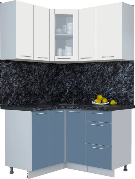 Изображение товара Кухонный гарнитур Интерлиния Мила Пластик 1.2x1.3 (зефирный/арктический/кастилло темный)