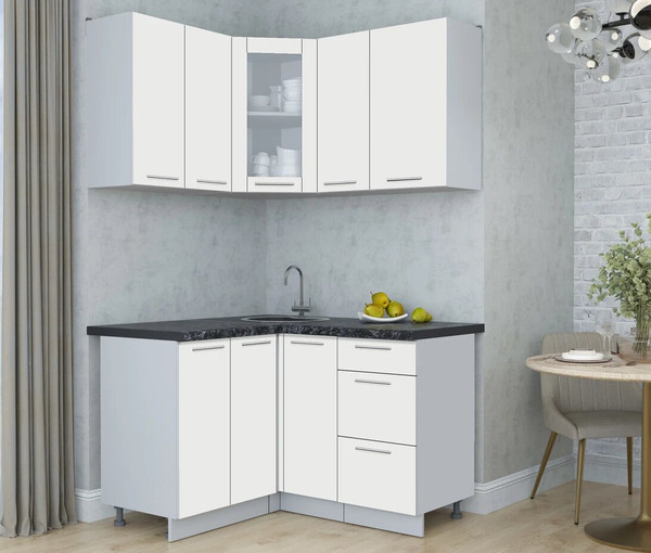 Изображение товара Кухонный гарнитур Интерлиния Мила Пластик 1.2x1.3 (зефирный/зефирный/кастилло темный)