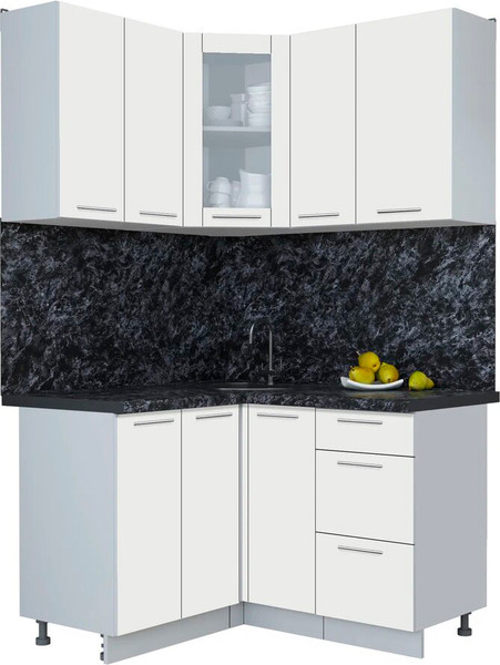 Изображение товара Кухонный гарнитур Интерлиния Мила Пластик 1.2x1.3 (зефирный/зефирный/кастилло темный)