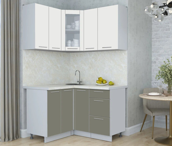 Изображение товара Кухонный гарнитур Интерлиния Мила Пластик 1.2x1.3 (зефирный/кварцевый/опал светлый)