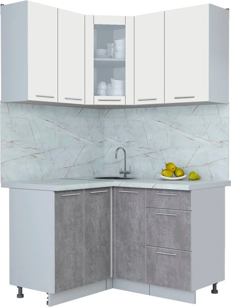 Изображение товара Кухонный гарнитур Интерлиния Мила Пластик 1.2x1.3 (зефирный/оксид темный/серый каспий)